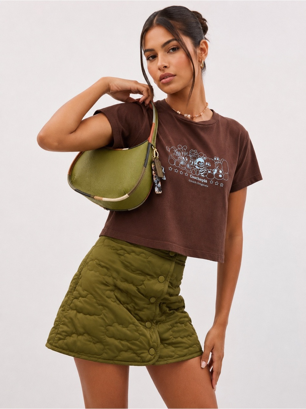 Coach Retail CL701 Ergo Bag In Croc Embossed Coachtopia Leather Olive Green NWT